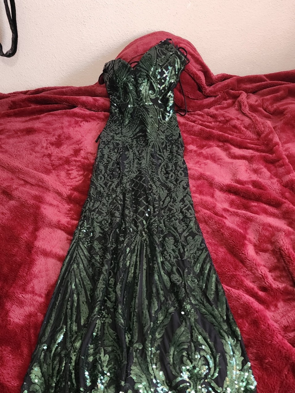 Windsor Strapless Green Sequin Embellished Gown